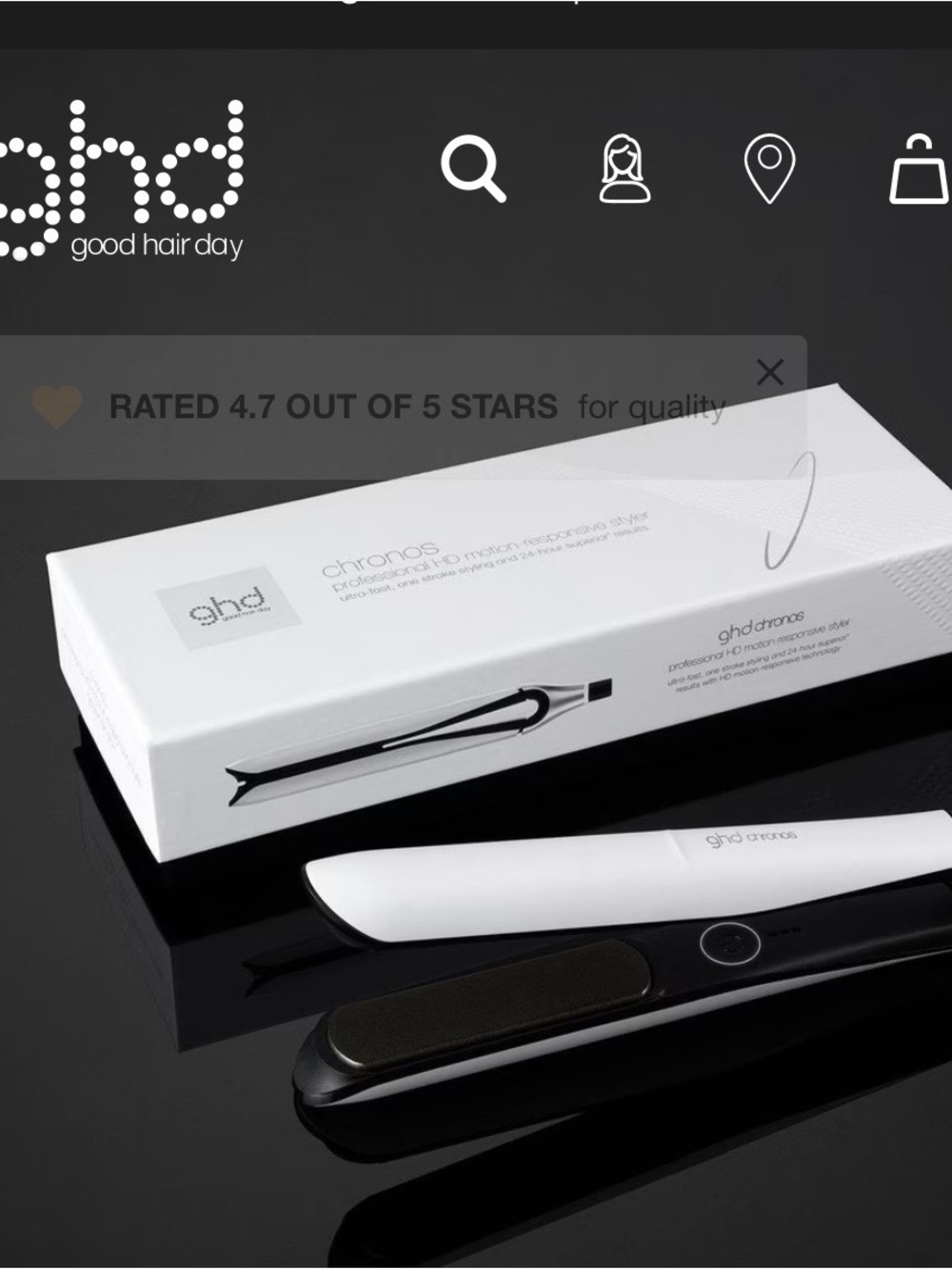 NWT ghd 1 inch White Chronos Hair Straightener